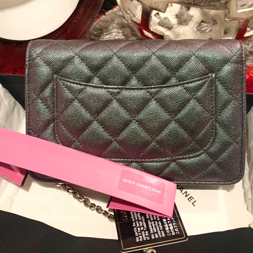 😍❤️🆕CHANEL WOC Wallet on chain Iridescent Large pearl Caviar Leather Bag - Picture 5 of 17